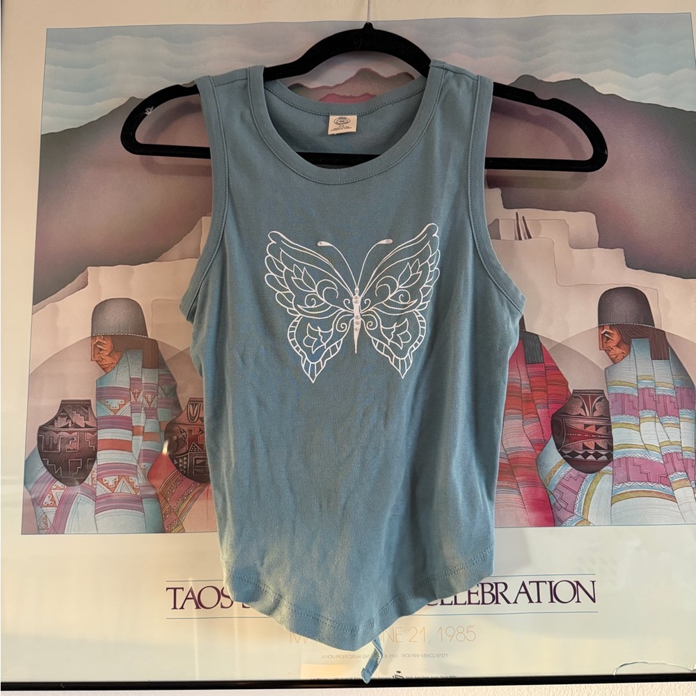Urban Outfitters Blue Butterfly Muscle Tee